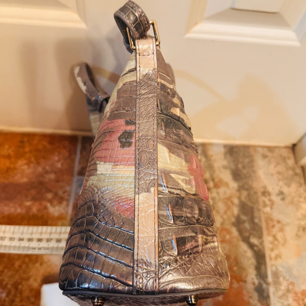 RARE COLOR! Brahmin Genuine Leather Croc Embossed Mini Asher in Muse Melbourne! - Picture 9 of 16